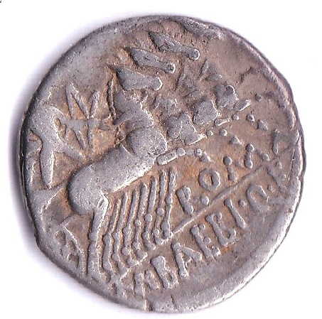 Roman republic - AR denarius - M.Baebius QF Tampilus 137 b.c Hd of Roma left x below chin -Rev: - Image 2 of 3