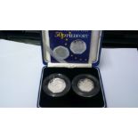 Great Britain 1993 and 1998-50 pence silver proof two coin, cased, Royal Mint Certificates - Rare