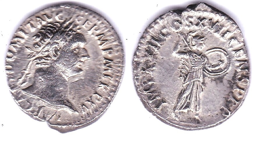 Roman Empire- Domition 81-96 AD-AR denarius -Rev: Minerva advancing -Good very fine, good metal