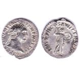 Roman Empire- Domition 81-96 AD-AR denarius -Rev: Minerva advancing -Good very fine, good metal