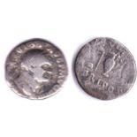 Roman Imperial -Vespasion 69-79 AD AR denarius - Rev: Sacrificial Instruments-Fair to fine