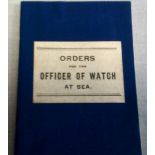 British WWI H.M.S. 'Nelson Orders For The Officer of Watch' at Sea booklet, made Andrew Reid &