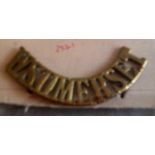 British WWI West Somerset Infantry brass shoulder title