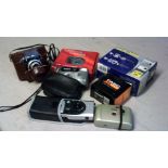 Camera's-Mixed bag of camera's and camera equipment, includes Casio, Vivitar, Ferrania, some