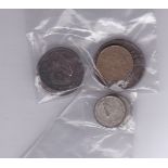 Spain and Sweden + Portugal coins (6), 1 Peseta 1899 nVF, 5 Centimos 1877OM VF, Sweden 1 Or S.M 1761