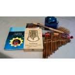 Musical Instruments-South American Flute, x 2 panpipes and as new, boxed, Ocarina, plus two