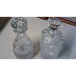 Decanters-(2) Crystal cut decanters in excellent condition