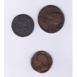 Great Britain 1672-Forthing, 1754 Farthing, 1740 Halfpenny NF (3)