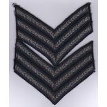 British RAF WWII Sergeants Cloth Chevron Insignia Rank Stripe pair.