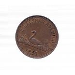 Token (Norfolk) 1851- Norwich Farthing Token E Bagshaw Norwich, Rev game/Licensed Dealer in Game,