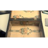 Pretty Box - wood inlaid pattern- 10" x 6.1/2" no key, early 1900's