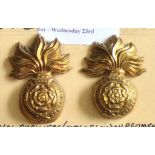 Royal Fusiliers(City of London Regiment)-Brass Collar Badge Pair