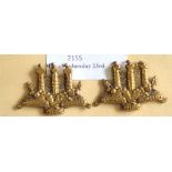 King's Own Scottish Borderers - Brass Collar Badge Pair