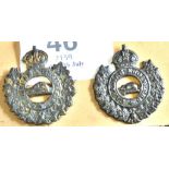 Canada The Canadian Engineers, KC, Bronze Officers collar badges, facing pair.