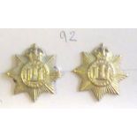 British WWI Devonshire Regiment Collar Badges (Brass, lugs), (Facing Pair)