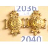 British Collar Badge Pair -The Royal Sussex Regiment - Gilding Metal-Pair