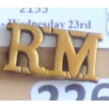 British Royal Marine Shoulder Title, Brass