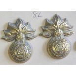 British WWI The Royal Fusiliers (City of London Regiment) Other Ranks collar badges (Brass, lugs)