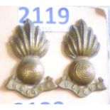 Royal Artillery Officers Collar Badge Pair, (Bronze, lugs) CCP4