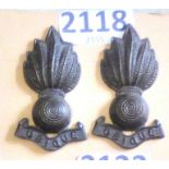 Royal Artillery - Officers Collar Badge Pair - SD Bronze Pair