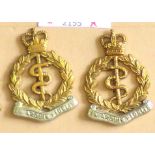 Royal  Army Medical Corps Collar Badge Pair - Facing pair, QC (Bi-metal, lugs)