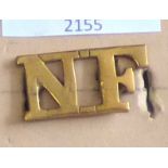 British Northumberland Fusiliers Shoulder Title, Brass