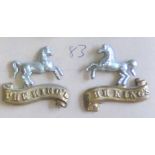 British WWII The King's (Liverpool Regiment) Officers Collar badges (facing Pair) (Bi-metal, lugs)