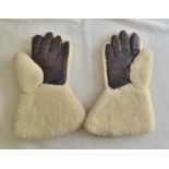 British WWI RFC Pilots Wool Flying Gauntlets, a most unusual pair of flying gauntlets with wool