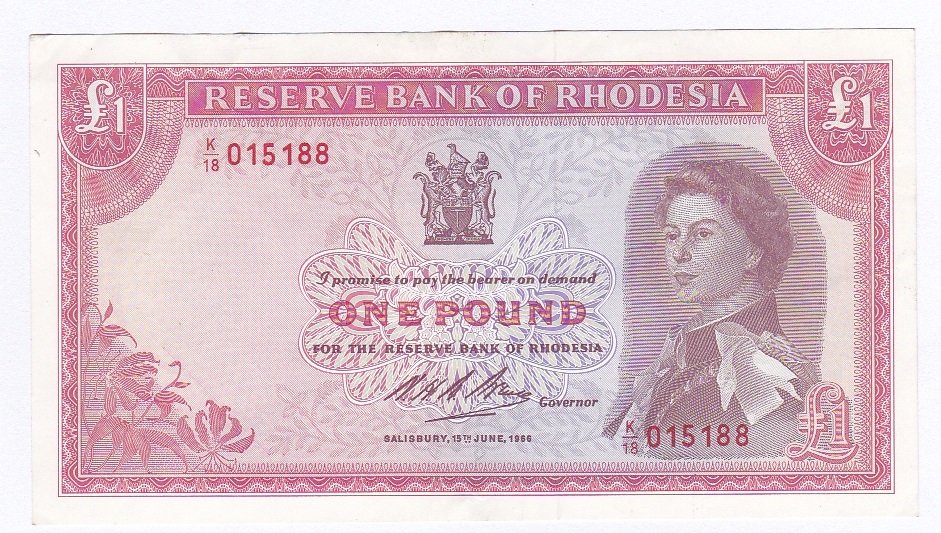 Rhodesia 1966- £1 pale red, pick 28, GEF, a scarce note