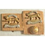 British WWII Leicestershire Regiment Cap Badge (Bi-metal, slider) and Royal Leicestershire