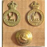British WWI The Hertfordshire Regiment Officers Cap Badges two variants (one guilding metal the