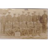 Postcard-WWI a very imposing RP postcard of RSM and sgts mess members - Johnnie Walker box proudly