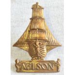 British WWI Nelson Naval Division Cap Badge (Guilding metal, lugs)