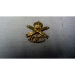 British WWI Machine Gun Corps, Royal Naval Division Cap Badge (Full brass variant, slider) a