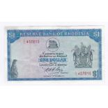 Rhodesia 1974 (10 October) one dollar wmk Rhodes, P31a VF