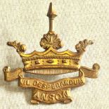 British WWI Anson Naval Division Cap Badge (Guilding Metal, lugs)