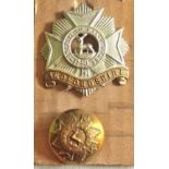 British WWI Bedfordshire Regiment Cap Badge (Bi-metal, slider) with WWI Bedfordshire Brass Button