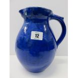 BARNSTAPLE POTTERY, a signed Barum blue glazed pitcher jug,