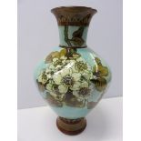 DOULTON FAIENCE, "Butterfly & Blossom" design 11.5" vase signed E.C.