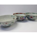 ORIENTAL CERAMICS, 3 famille rose antique bowls,