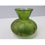 ART GLASS, Loetz-style green iridescent glass vase,