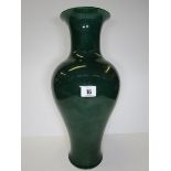 CHINESE CERAMICS, green crackle glaze inverted baluster 16" vase,