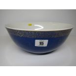 COPENHAGEN powder blue ground 10" circular deep bowl with abstract gilded rim, pattern no.