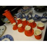 RETRO, Carlton orange glazed 15 piece coffee service, mug shape No.