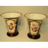 REGENCY PORCELAIN, a pair of blue ground splayed rim 4.