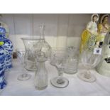 ANTIQUE GLASSWARE, Georgian splayed rim cut glass base goblet, wine glass cooler,