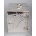 A GOOD QUALITY 20TH CENTURY SIGNED JAPANESE SILVER OVERLAID KODANSU, with three interior drawers,