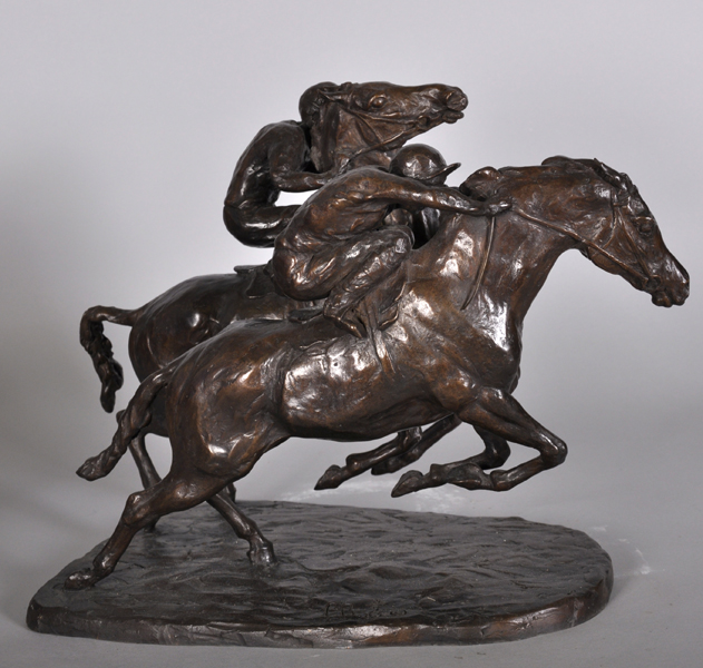 Philip Blacker (1949 ) British. Two Jockeys on Horses Racing, Bronze, Incised with Initials, - Image 4 of 5