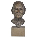 Jane Hamilton (1950 ) British. "Donald Mitchell", Bronze, Incised Signature, Inscription and Date '
