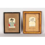 TWO STEVENGRAPHS, "FRED MACHER" and "TOM LANNO", in original mounts and frames. 3.5ins x 2.25ins.